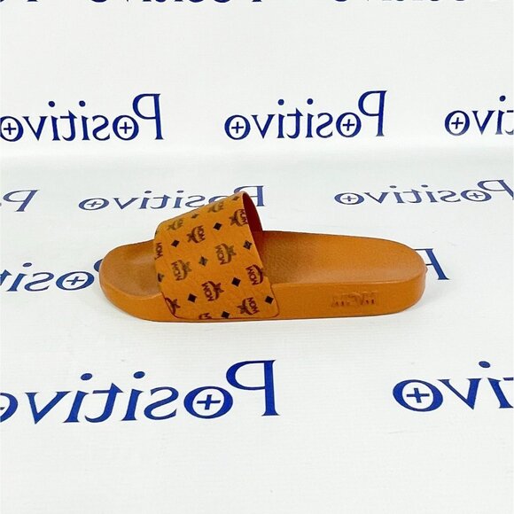 MCM Shoes - MCM Womens Cognac Monogram Print Rubber Slides US 7 EU 37